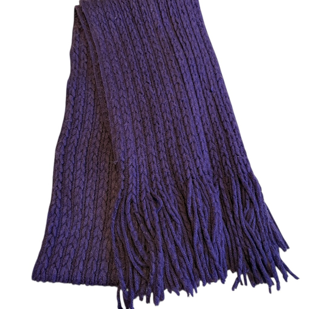 Purple Knit Scarf with Fringe